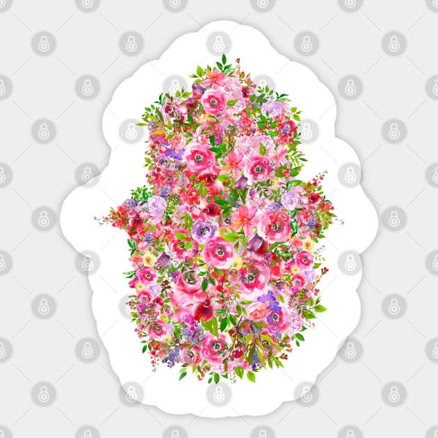 Colorful Flowers-Filled Hamsa Amulet Sticker by JMM Designs